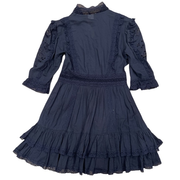 Sunday Best Navy Lace Cotton Mini Dress Cottagecore XS - Picture 9 of 16